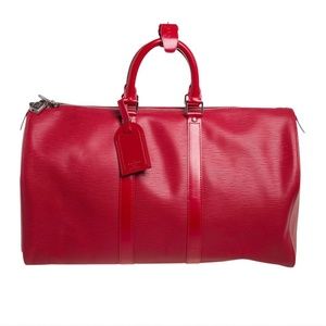 Louis Vuitton Red Epi Leather Keepall 45